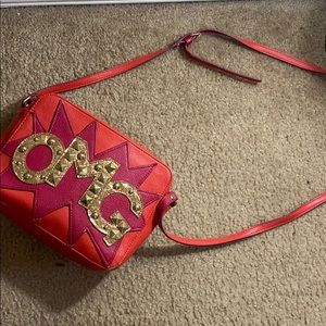 BETSEY JOHNSON “OMG” RED-ORANGE CROSSBODY BAG